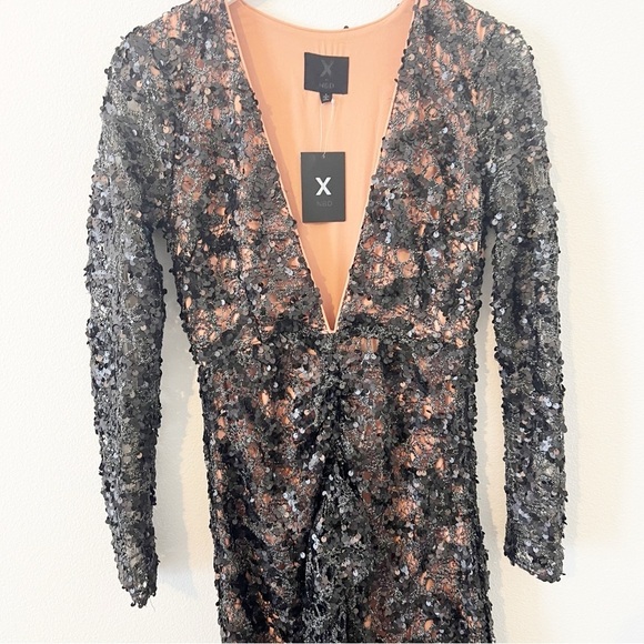 NBD Ice Melts Lace Maxi Dress Black Sequin Gown Revolve Size Small S NWT - Picture 5 of 8